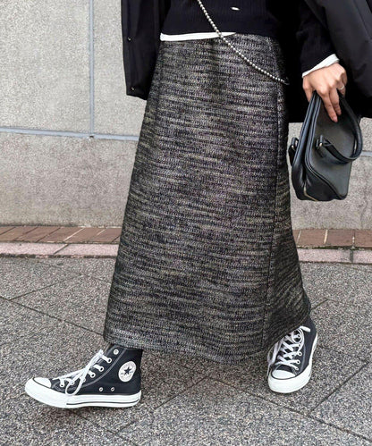 亮片粗花呢半身裙