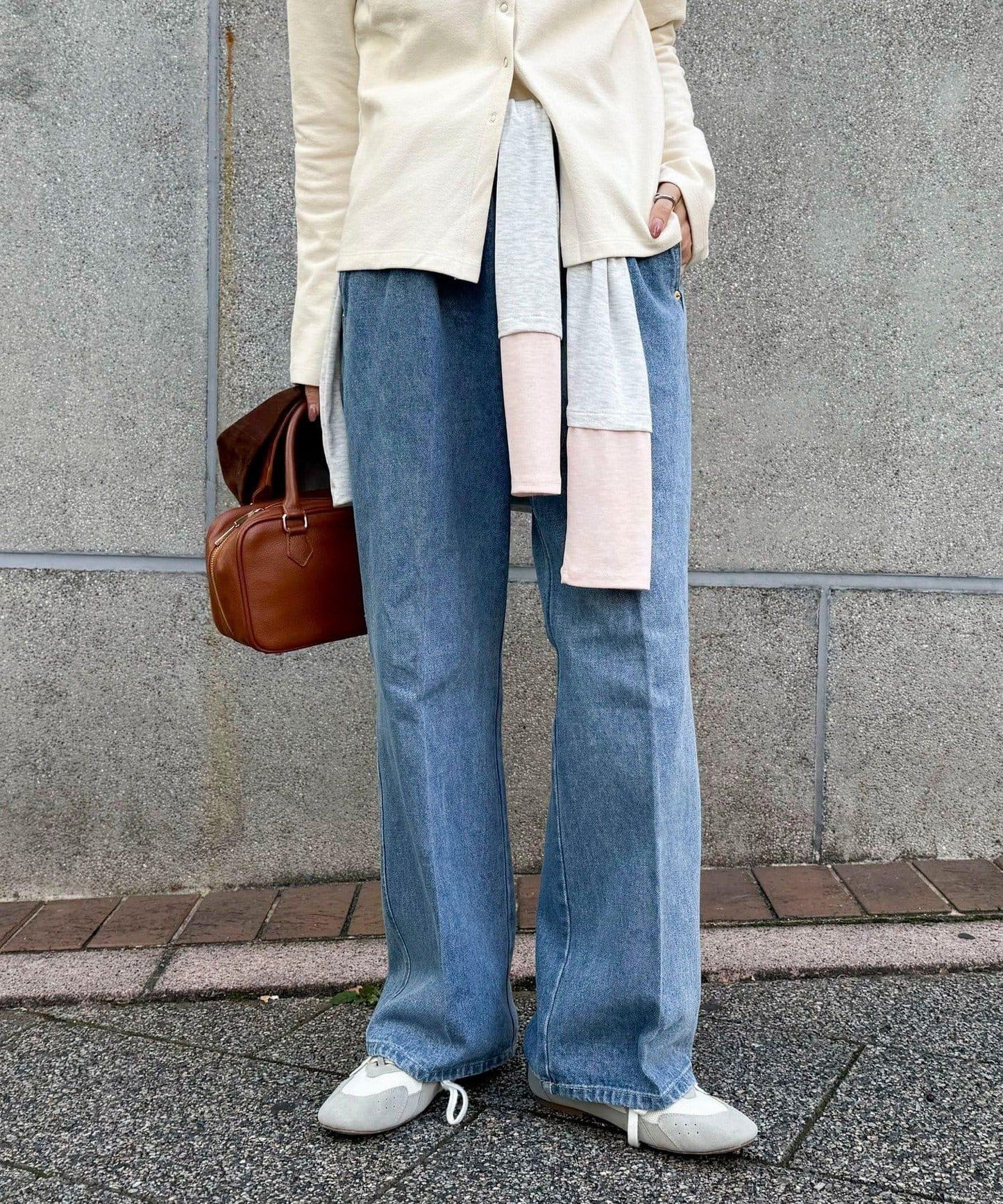 喇叭牛仔休閒褲