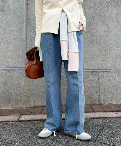 喇叭牛仔休閒褲