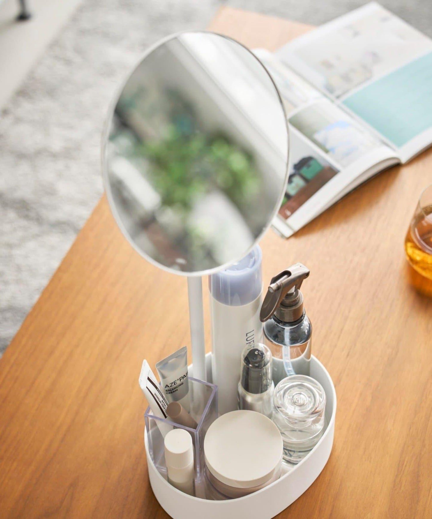 【tower タワー】可調節高度和角度帶收納功能的立式鏡