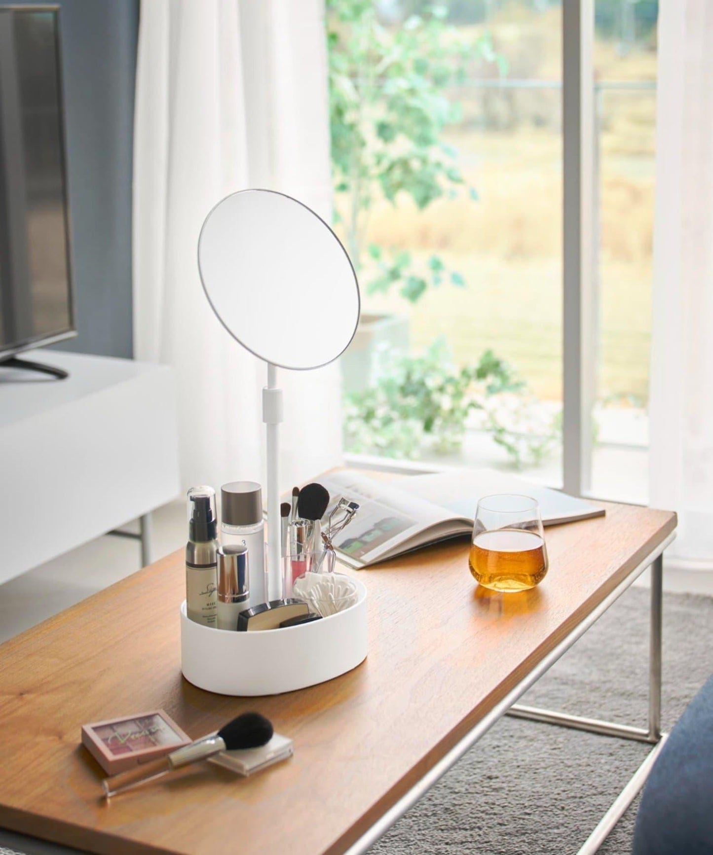 【tower タワー】可調節高度和角度帶收納功能的立式鏡