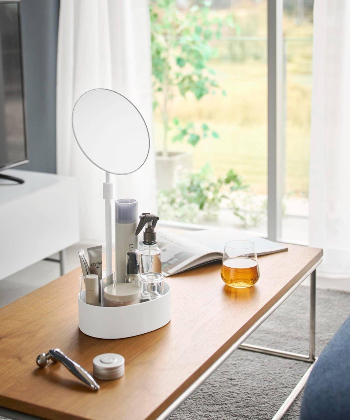 【tower タワー】可調節高度和角度帶收納功能的立式鏡