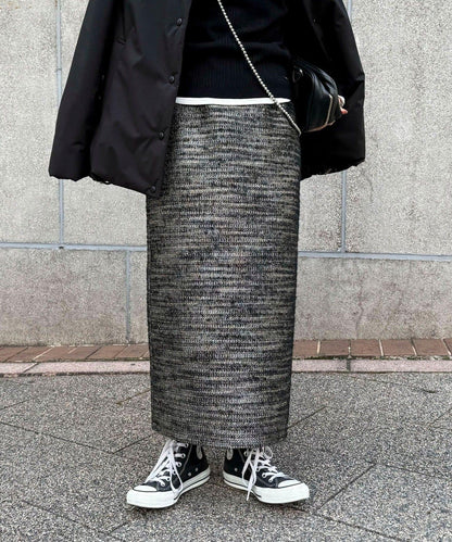 亮片粗花呢半身裙