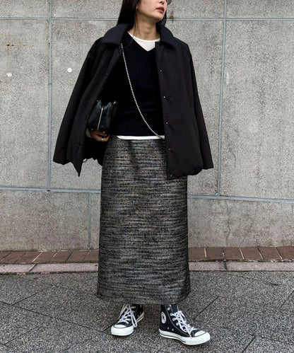 亮片粗花呢半身裙