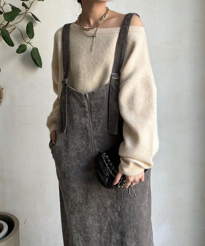 天鵝絨吊帶連衣裙