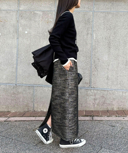 亮片粗花呢半身裙