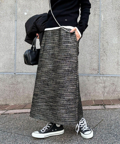 亮片粗花呢半身裙