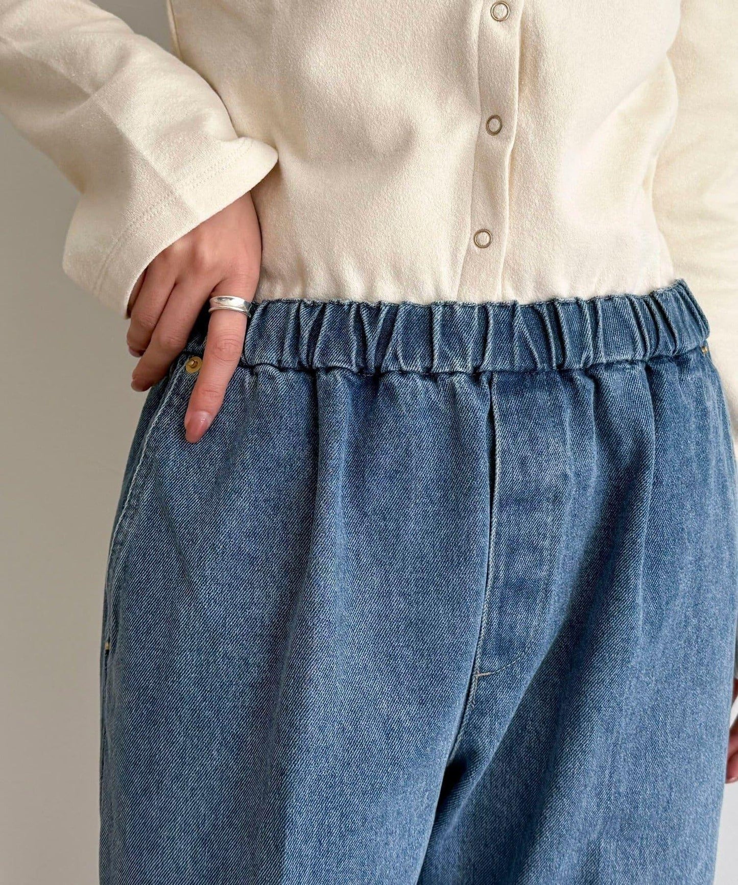 喇叭牛仔休閒褲