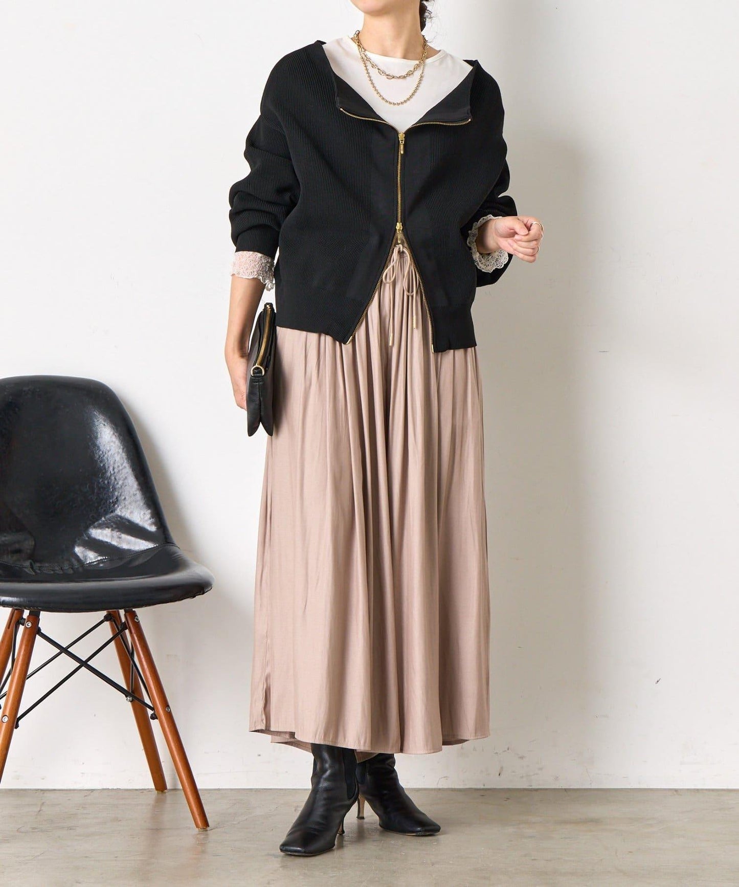 高腰褶皺闊腿裙褲