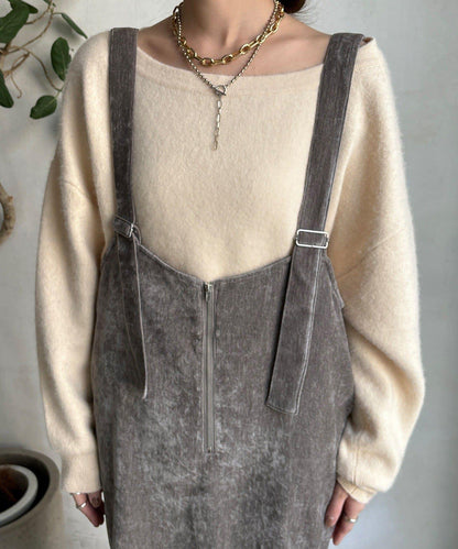 天鵝絨吊帶連衣裙