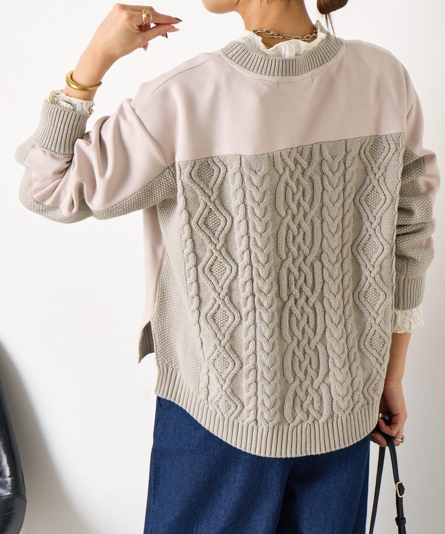 麻花針織套頭衫