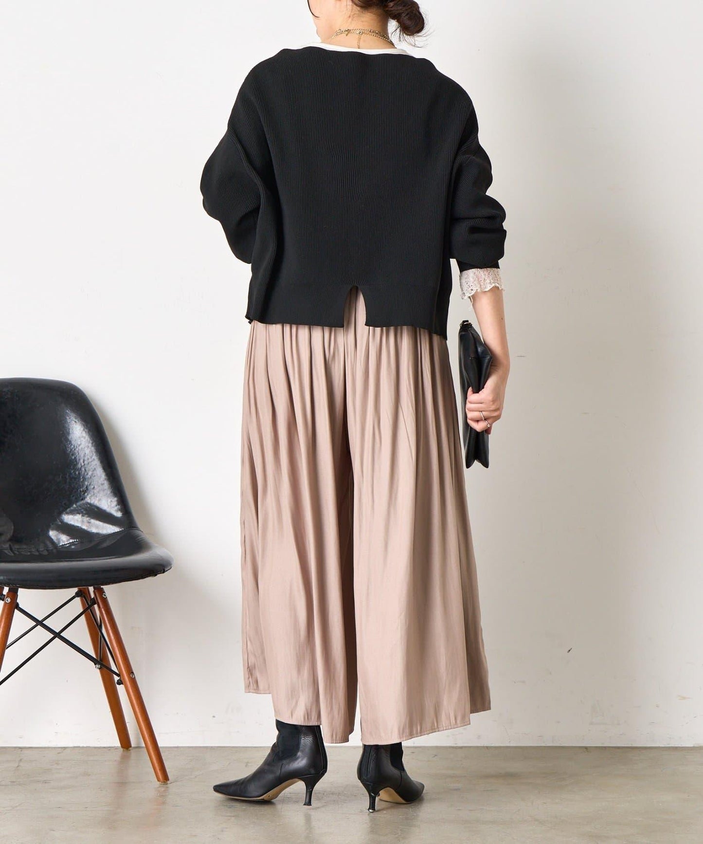 高腰褶皺闊腿裙褲