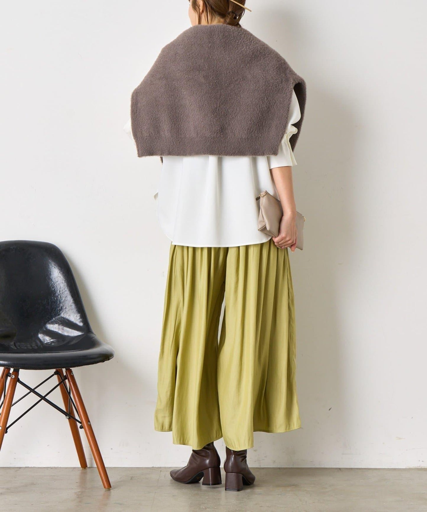 高腰褶皺闊腿裙褲