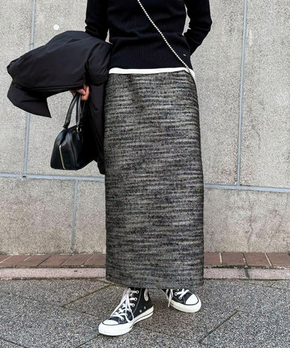 亮片粗花呢半身裙
