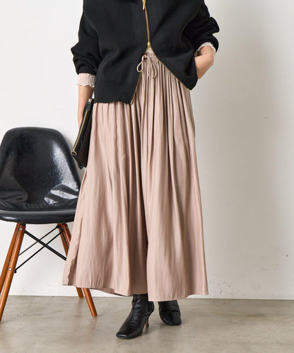 高腰褶皺闊腿裙褲