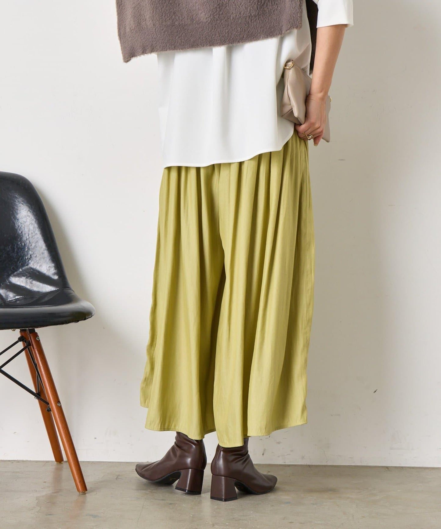 高腰褶皺闊腿裙褲