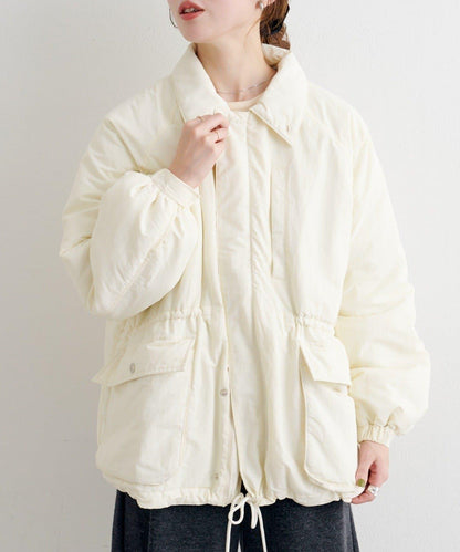 B 高腰抽褶尼龍大衣