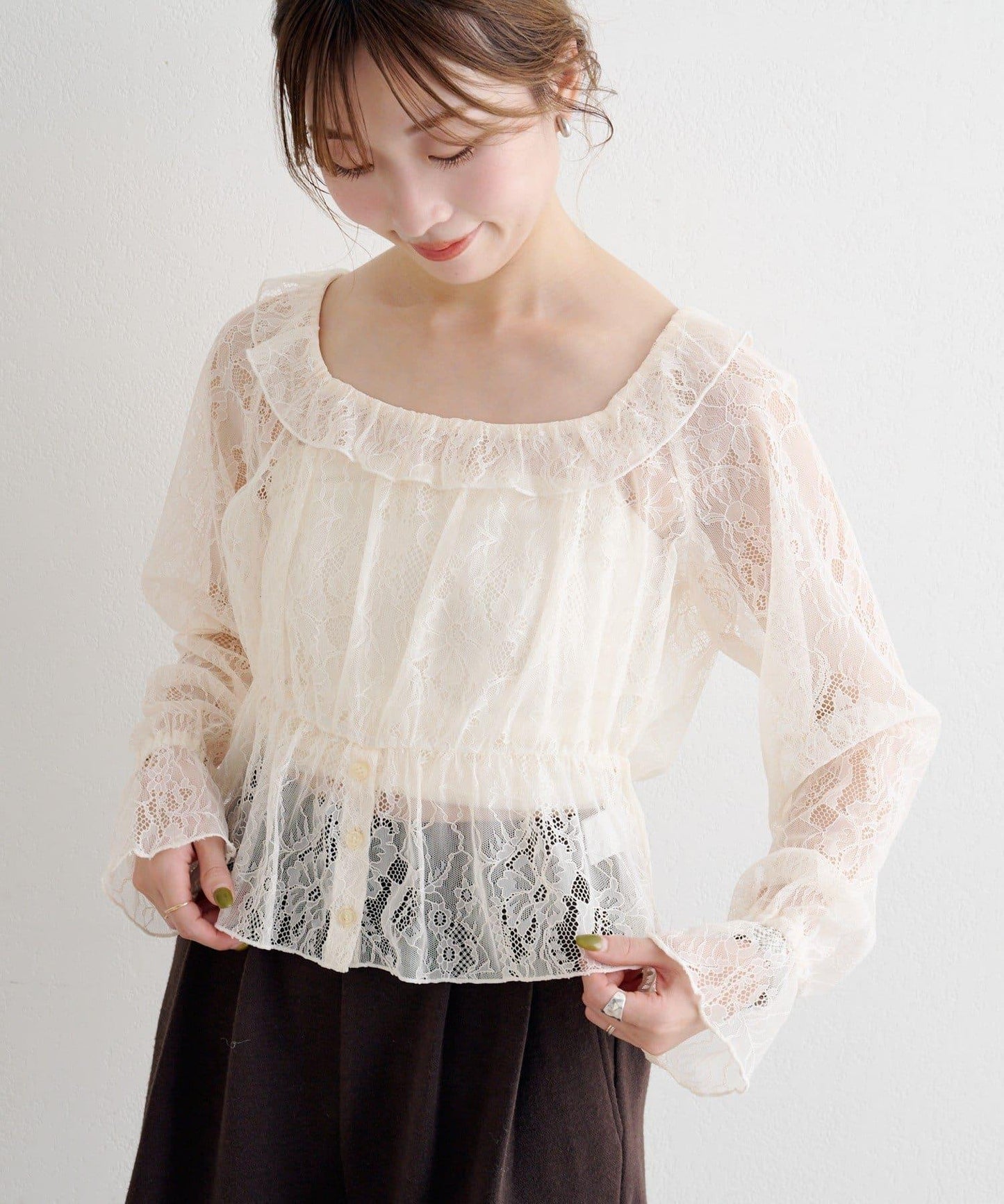 B 蕾絲上衣套裝天鵝絨連體褲