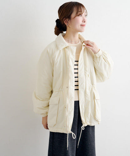 B 高腰抽褶尼龍大衣