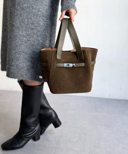 附化妝包金屬扣水桶托特包