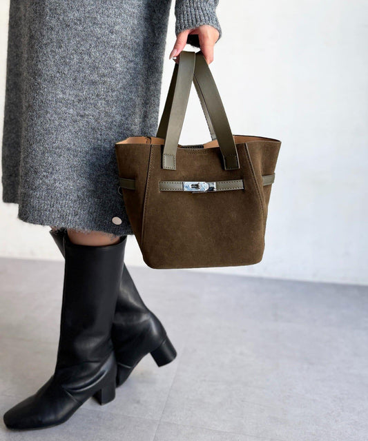 附化妝包金屬扣水桶托特包