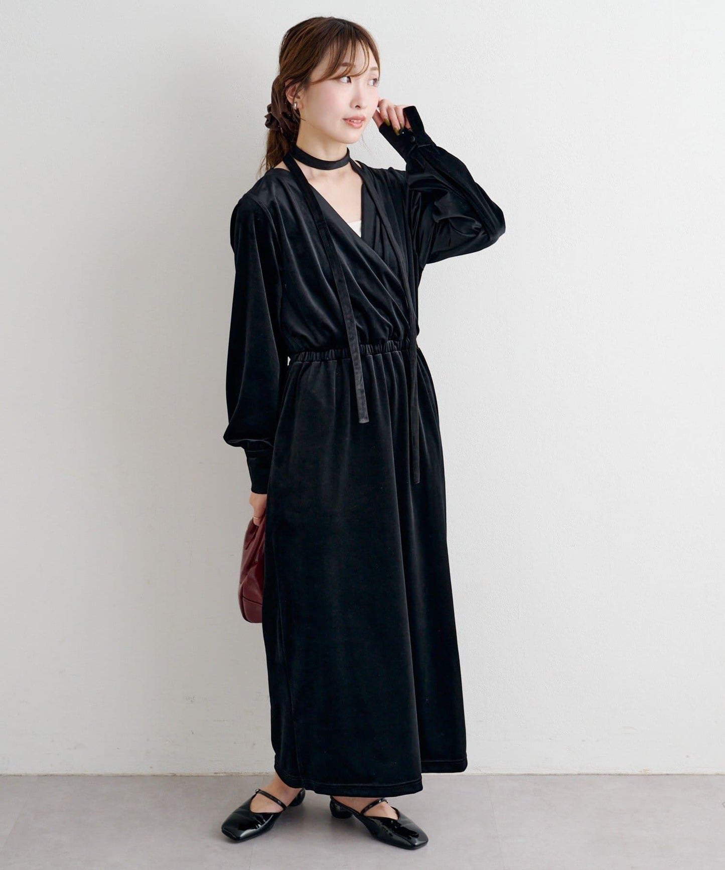 【2尺碼可選】B 天鵝絨2WAY連衣裙