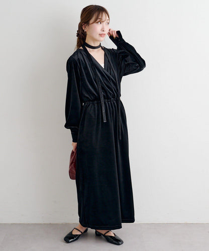 【2尺碼可選】B 天鵝絨2WAY連衣裙