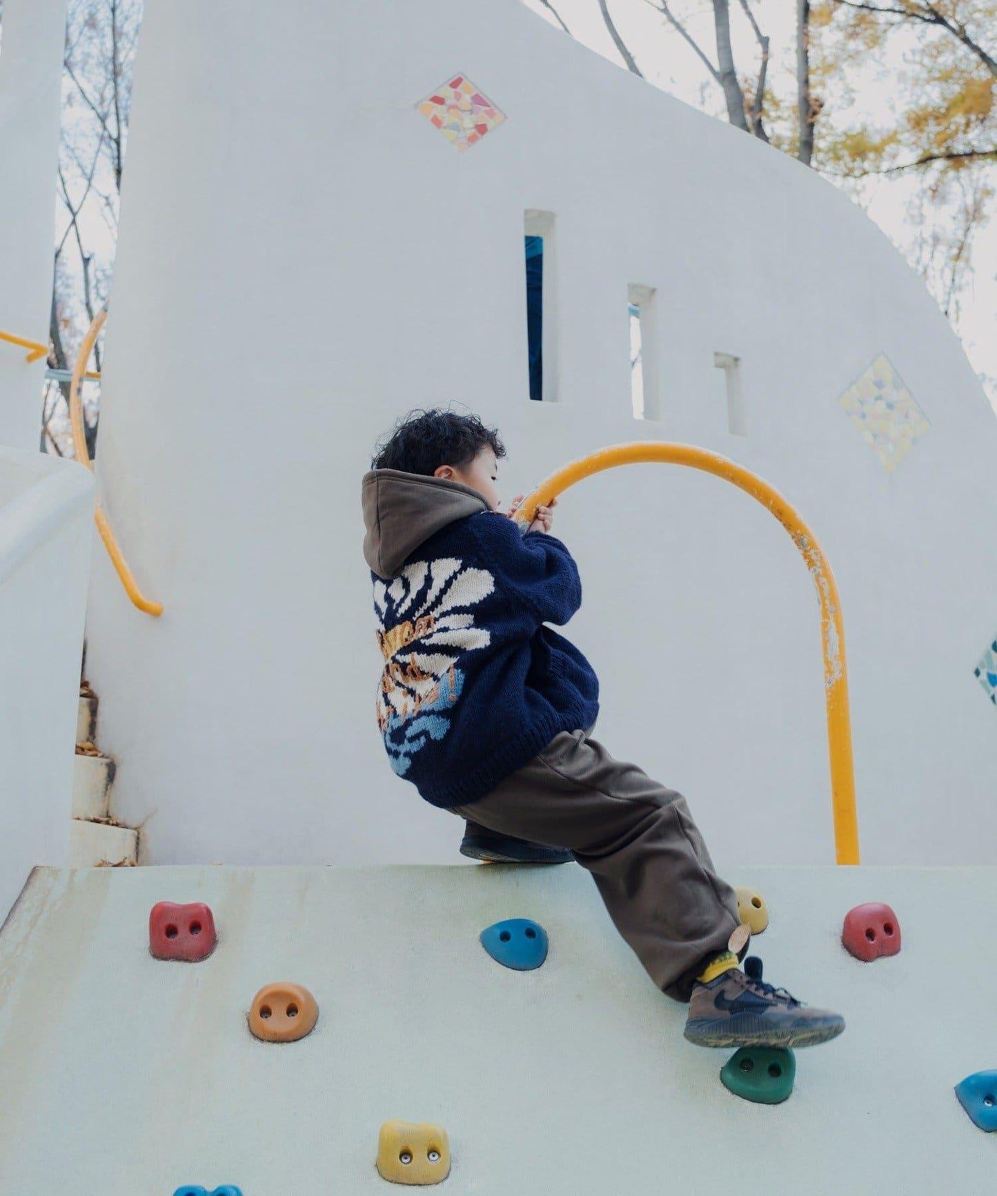 【S.L尺碼可選】花卉圖案手工針織兒童款
