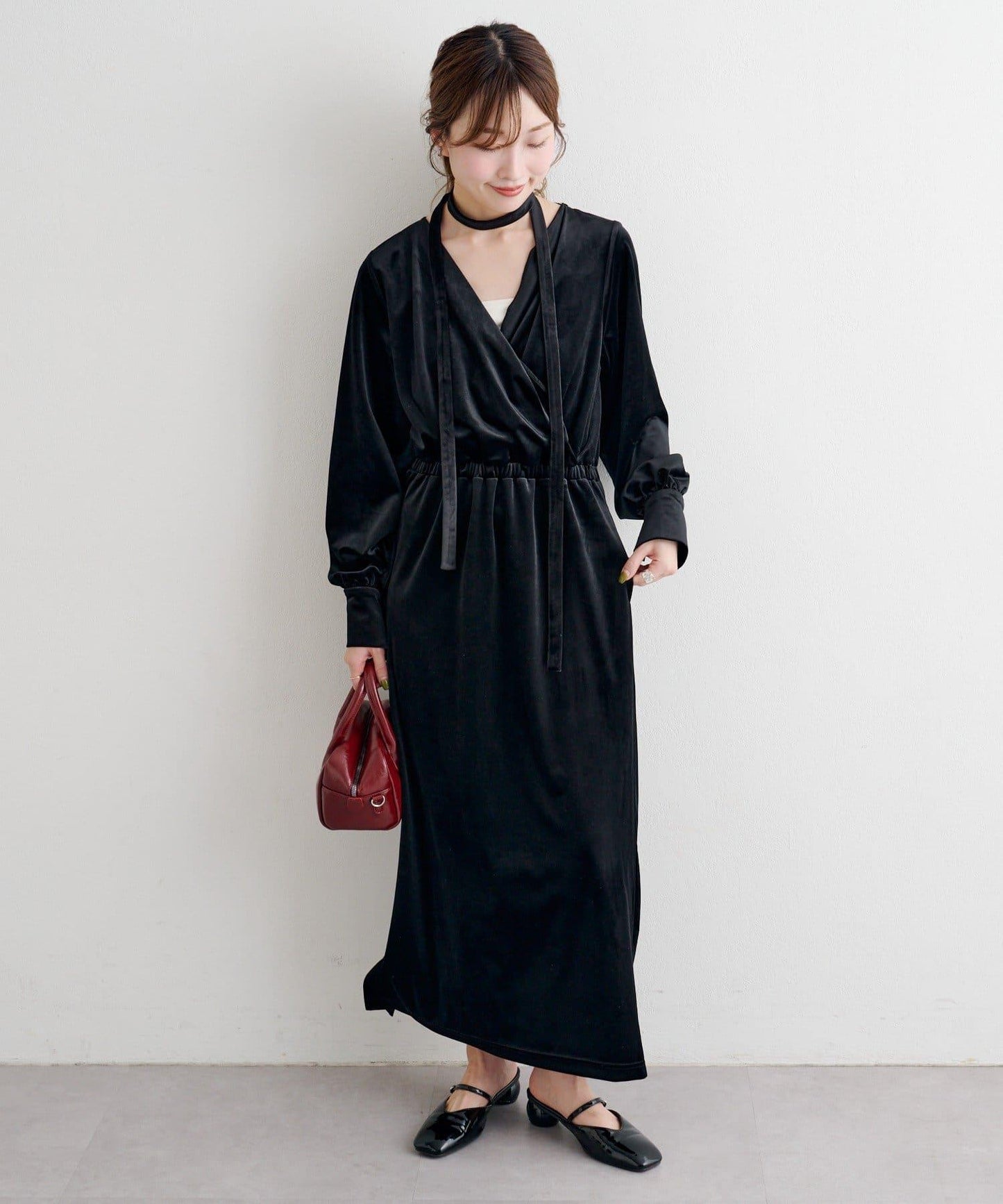 【2尺碼可選】B 天鵝絨2WAY連衣裙