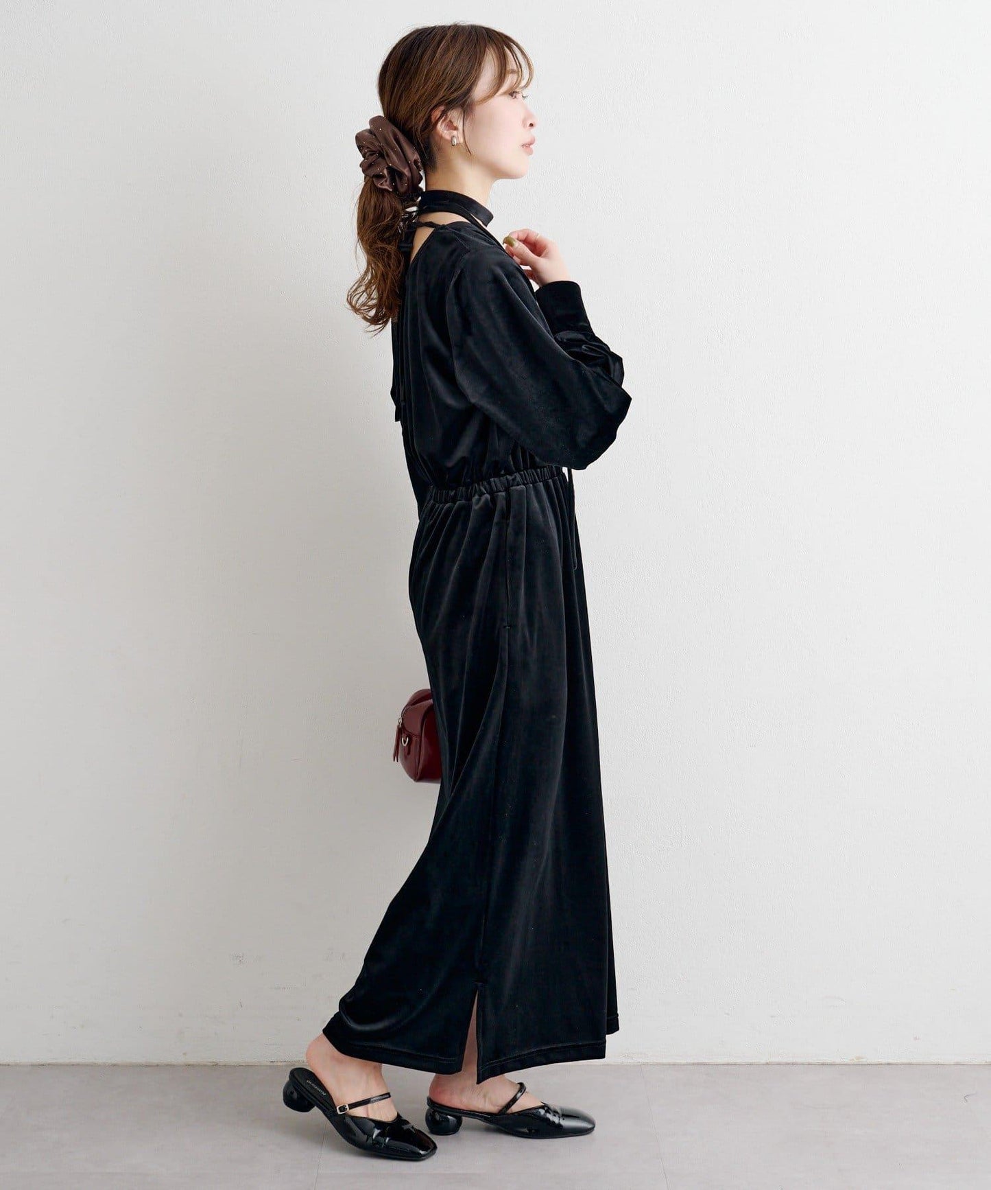 【2尺碼可選】B 天鵝絨2WAY連衣裙