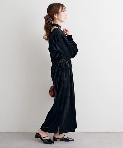 【2尺碼可選】B 天鵝絨2WAY連衣裙