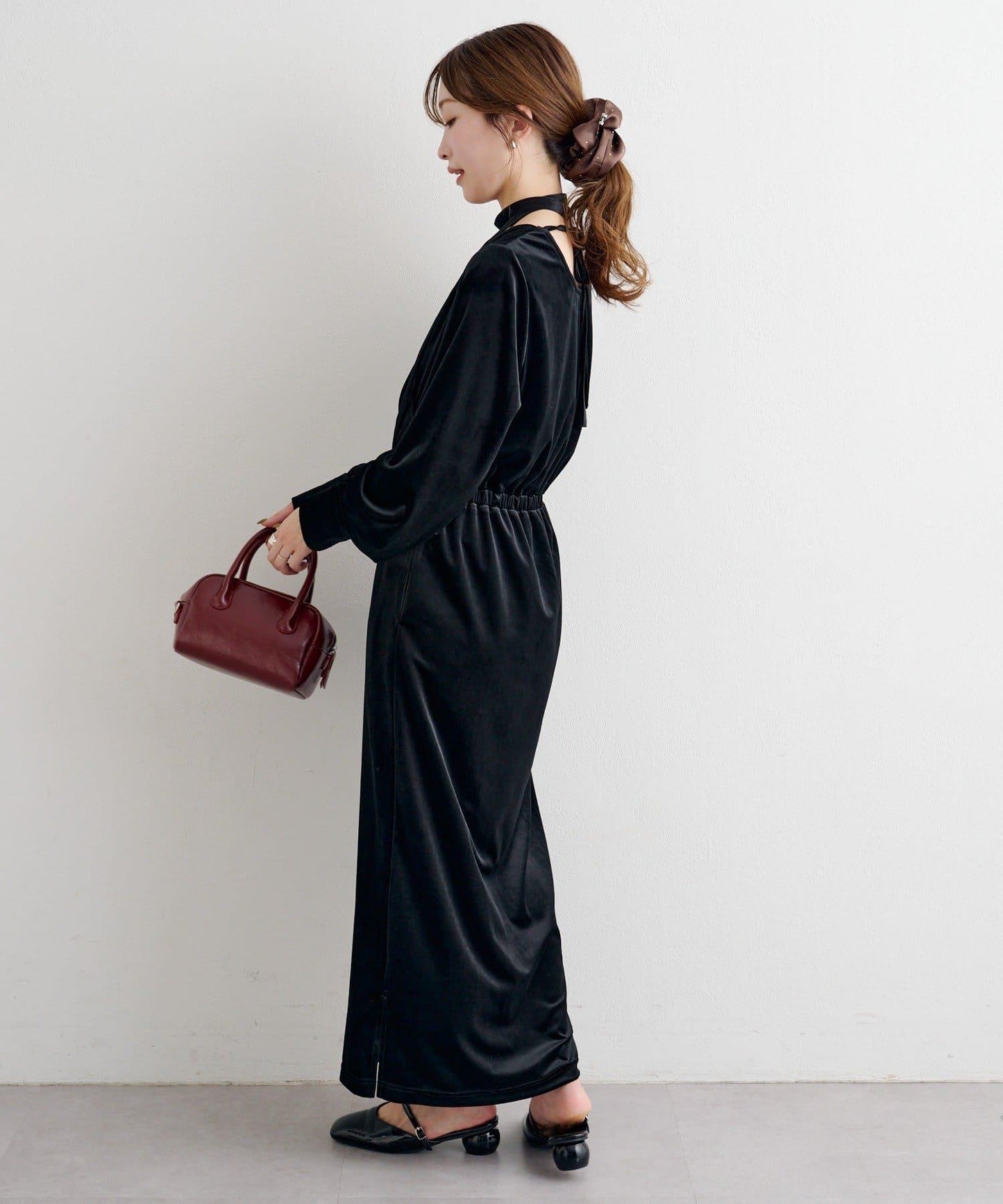 【2尺碼可選】B 天鵝絨2WAY連衣裙