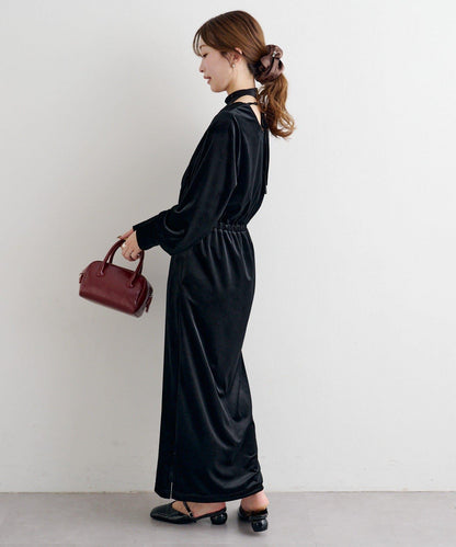 【2尺碼可選】B 天鵝絨2WAY連衣裙