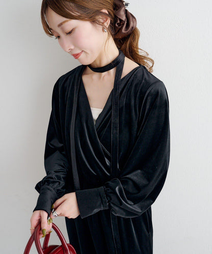 【2尺碼可選】B 天鵝絨2WAY連衣裙