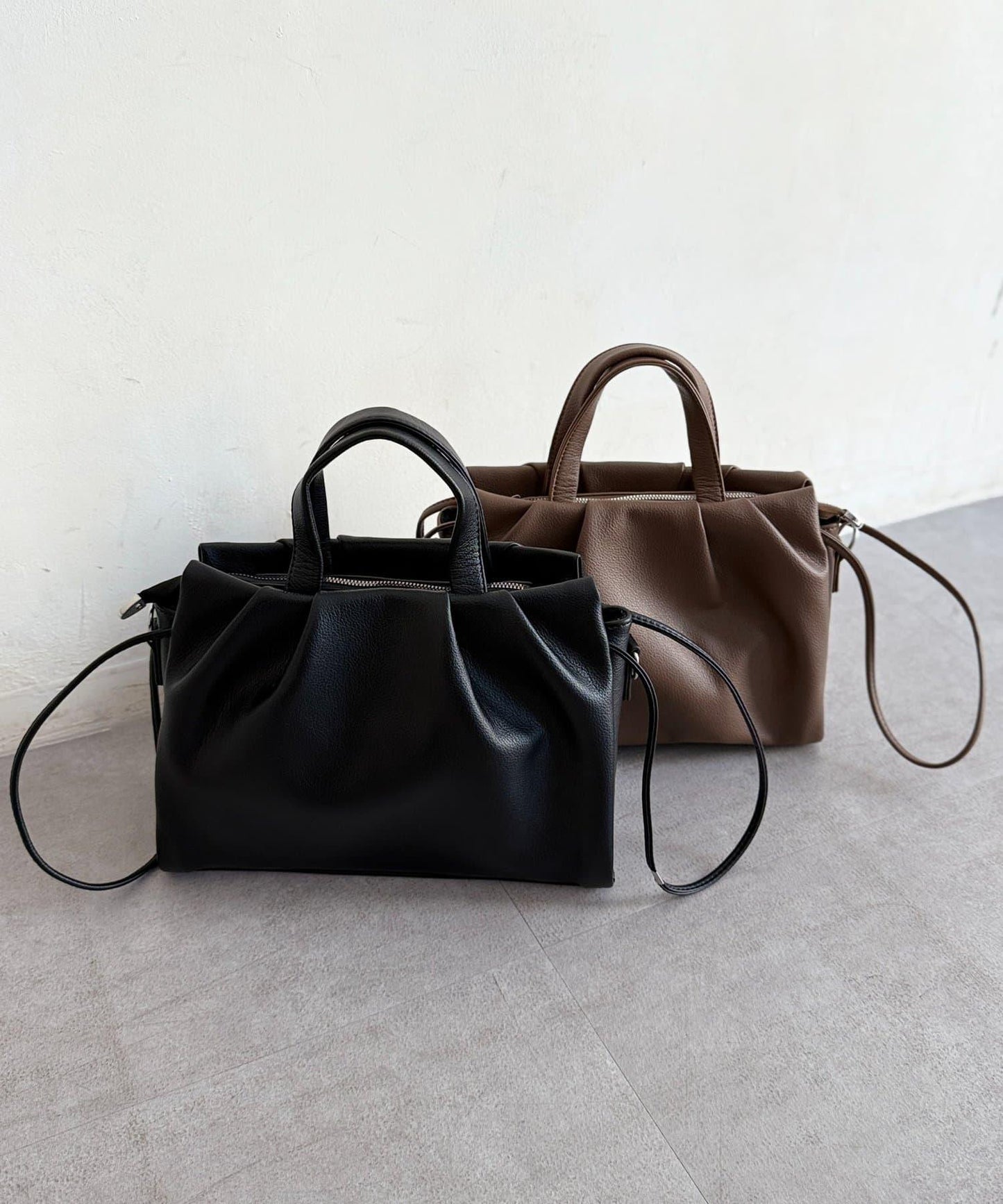 仿皮褶皺單肩包