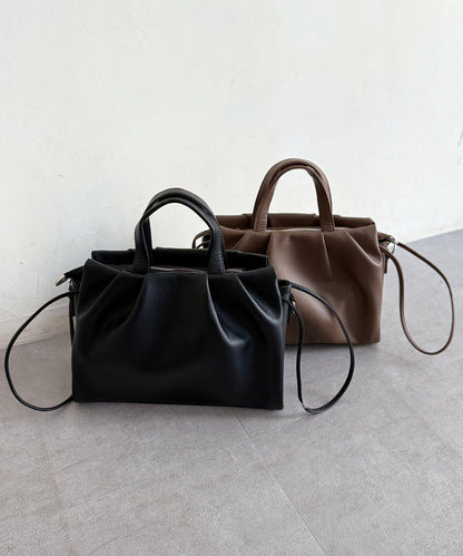 仿皮褶皺單肩包