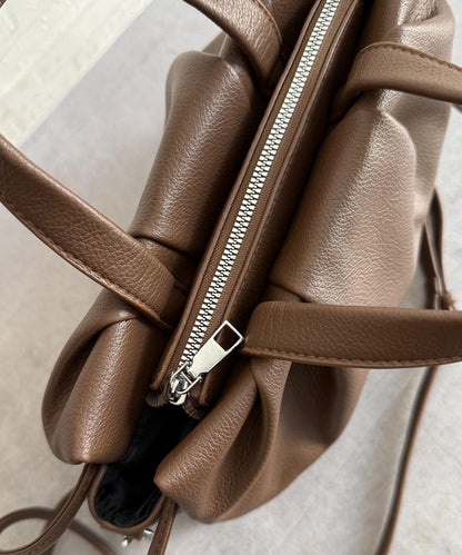 仿皮褶皺單肩包