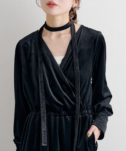 【2尺碼可選】B 天鵝絨2WAY連衣裙