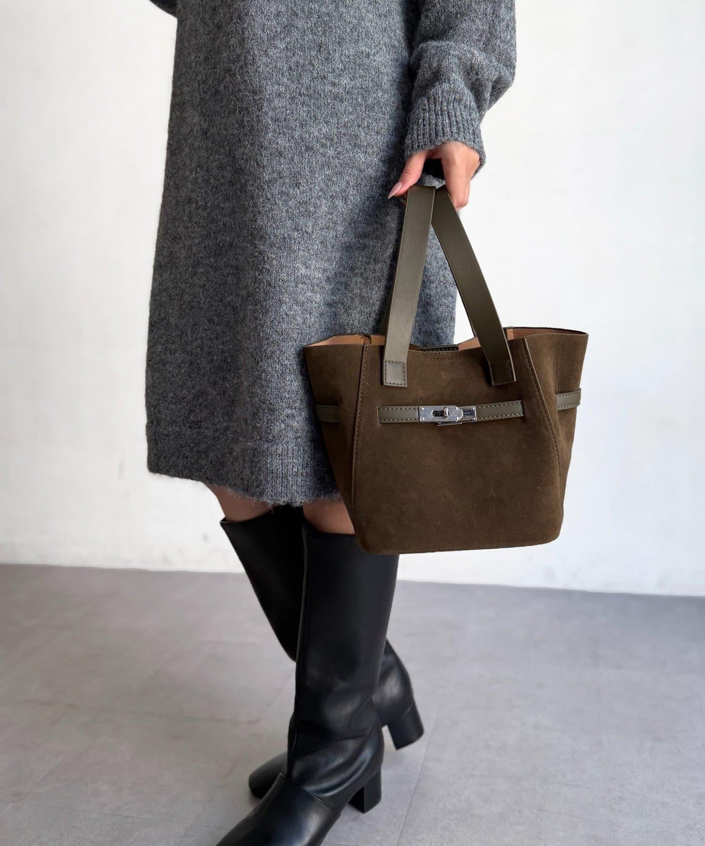 附化妝包金屬扣水桶托特包