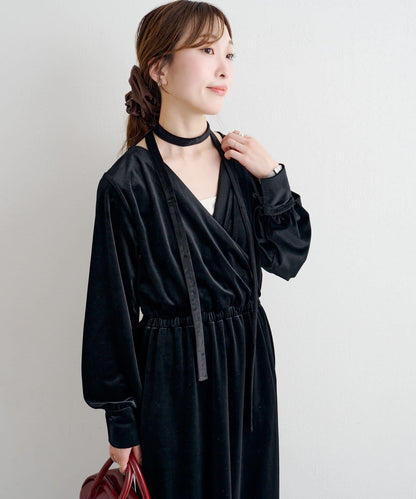 【2尺碼可選】B 天鵝絨2WAY連衣裙