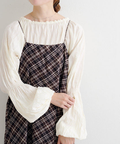 B 透視格紋連衣裙