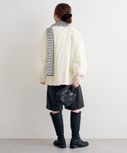 B 高腰抽褶尼龍大衣