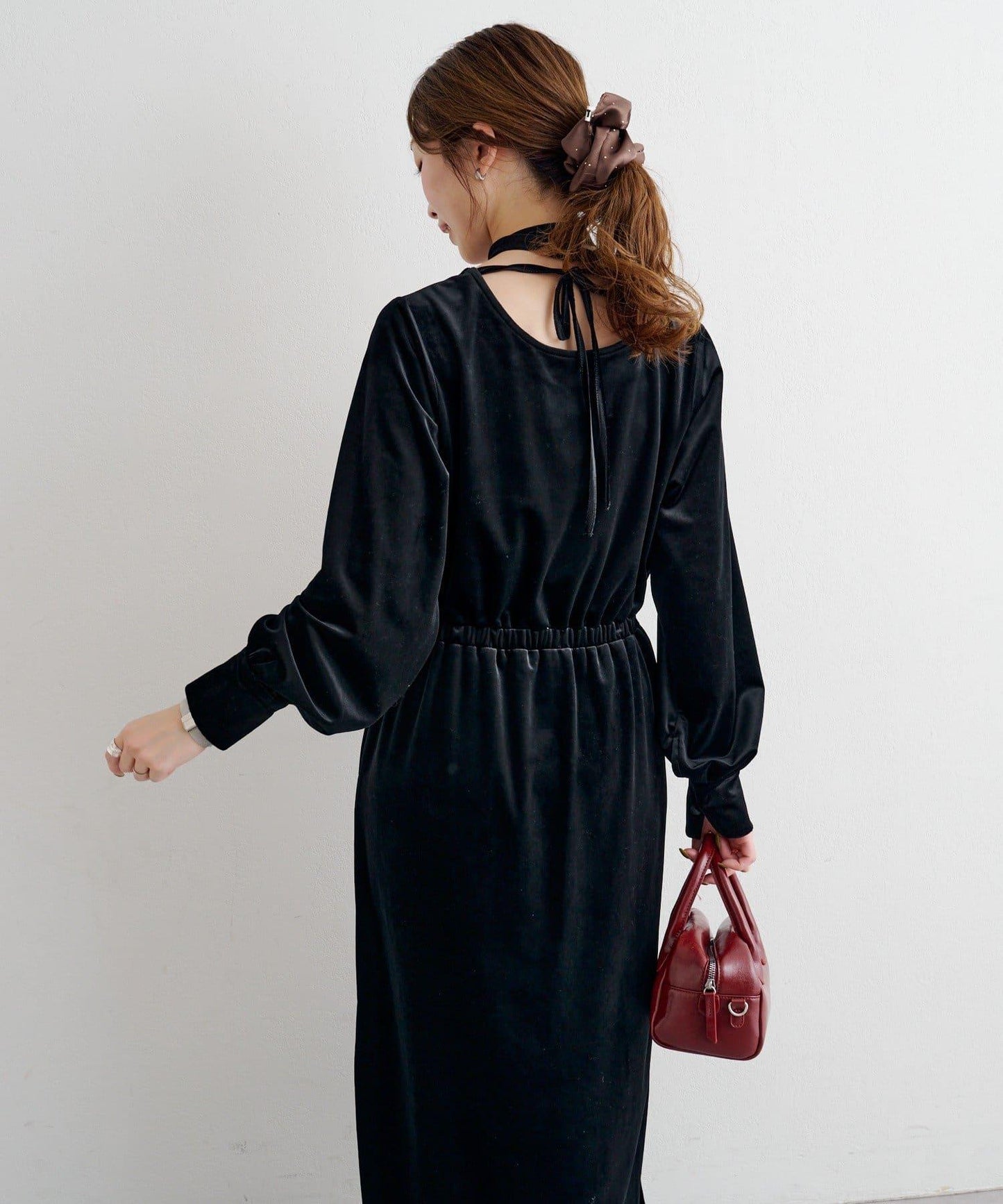 【2尺碼可選】B 天鵝絨2WAY連衣裙