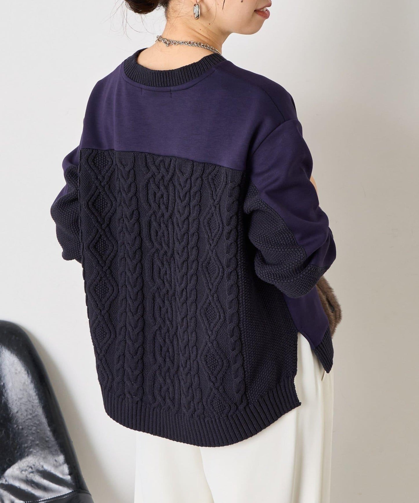 麻花針織套頭衫