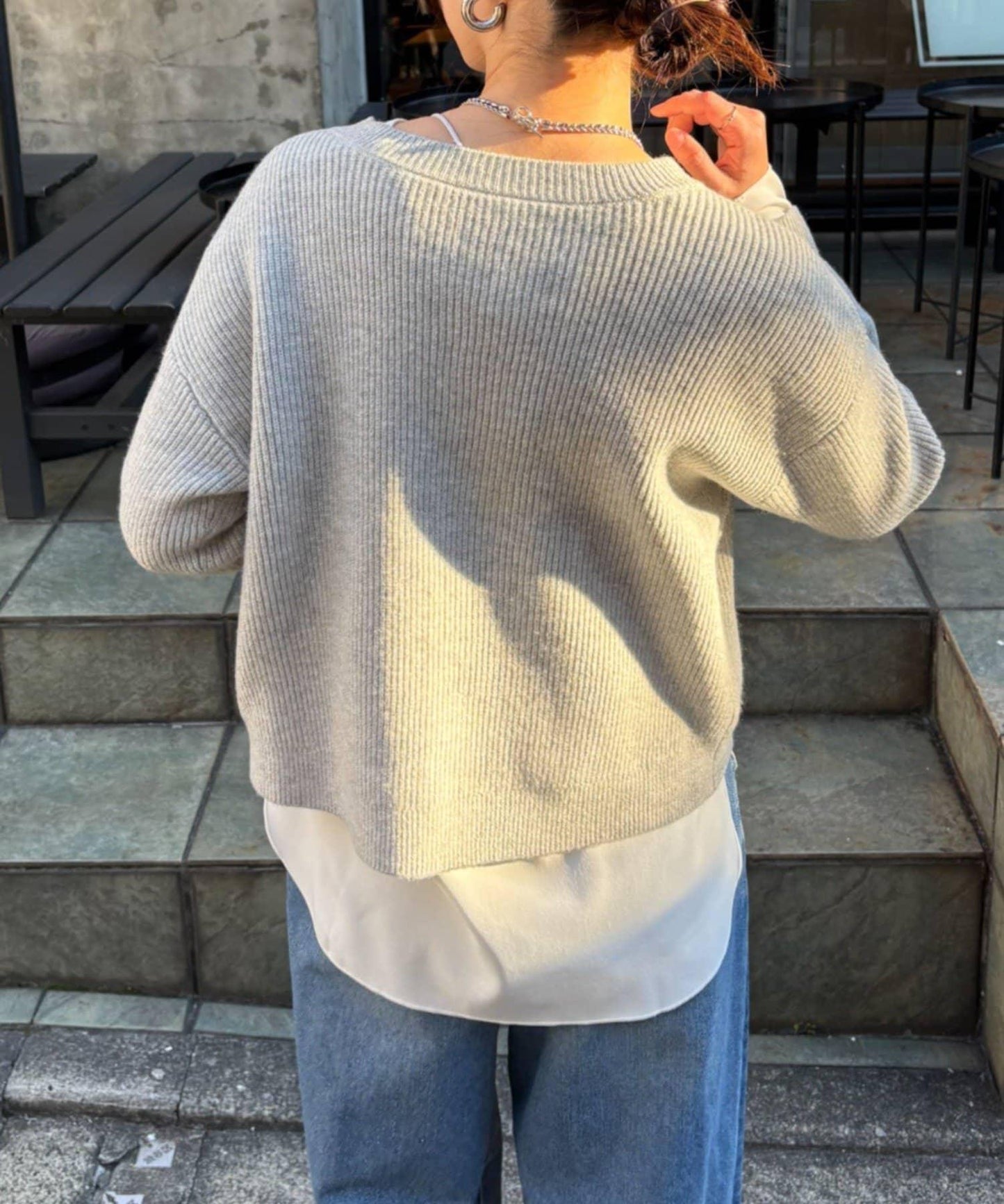 單排金色紐扣開衫