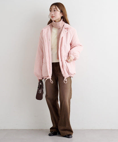 B 高腰抽褶尼龍大衣