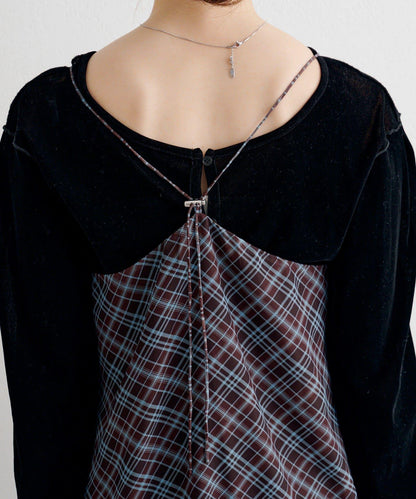 B 透視格紋連衣裙