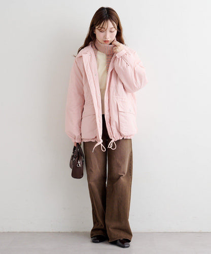 B 高腰抽褶尼龍大衣