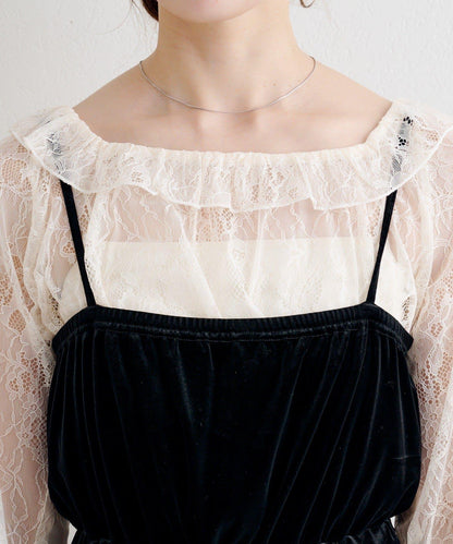 B 蕾絲上衣套裝天鵝絨連體褲