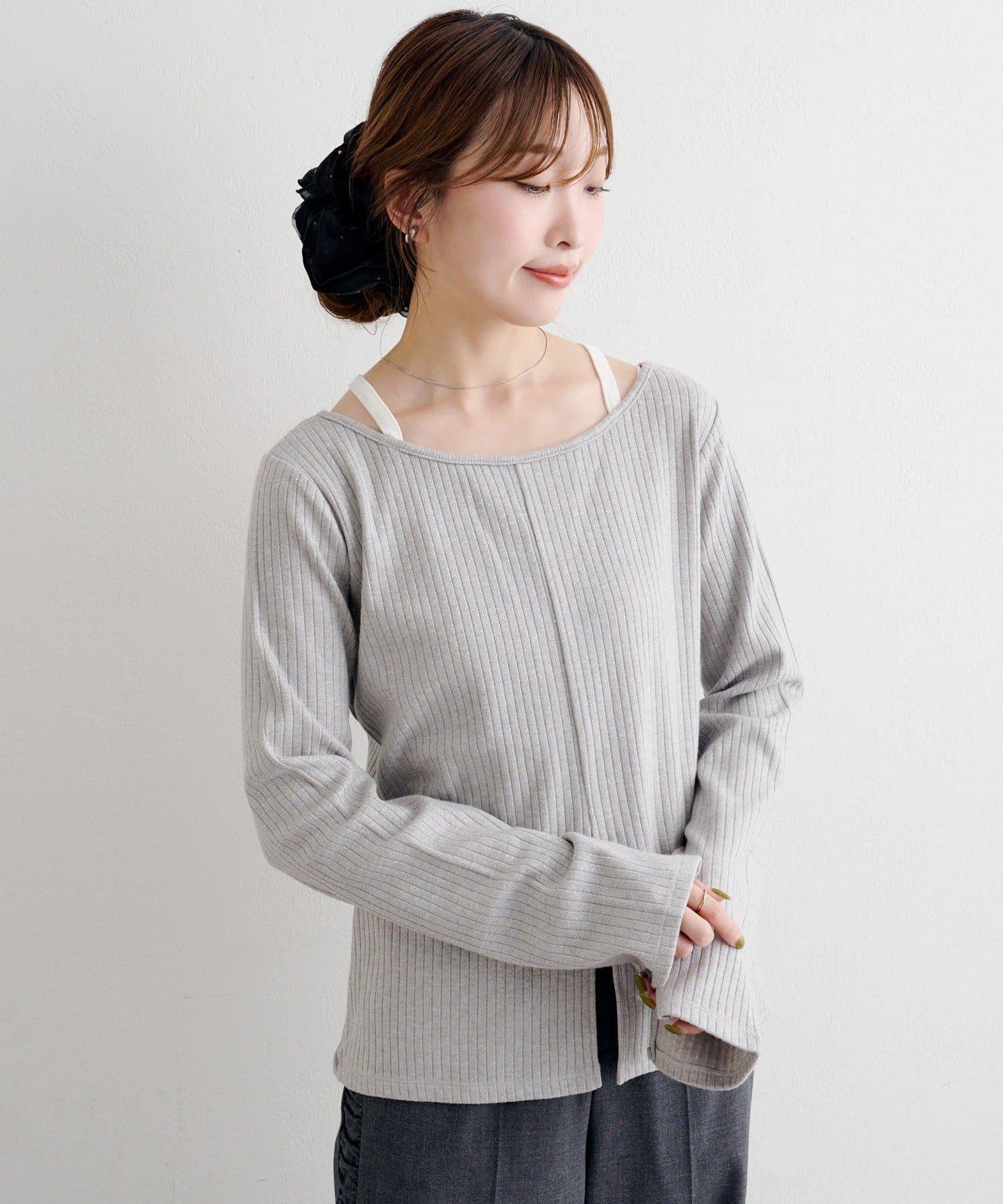 B 金銀絲羅紋開叉上衣